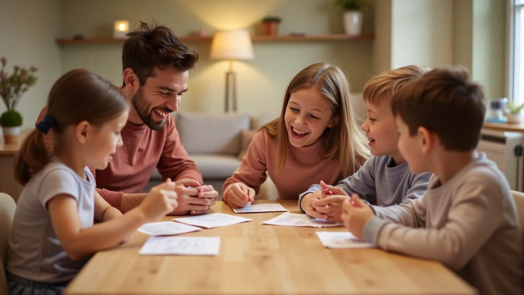Famille discutant d'argent autour d'une table