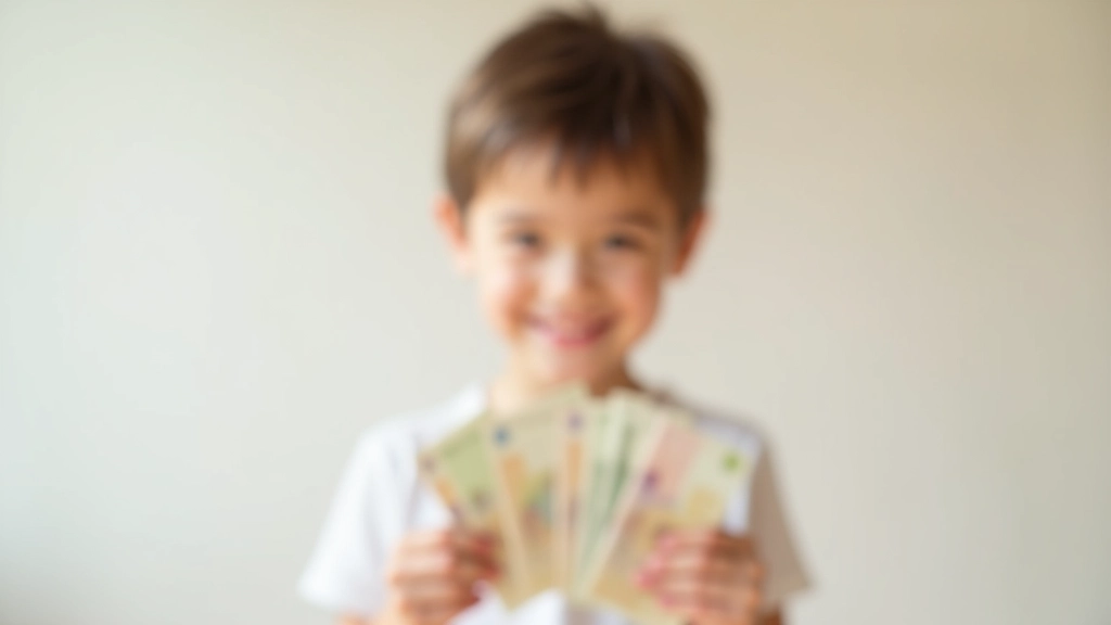 Enfant souriant tenant un billet de banque